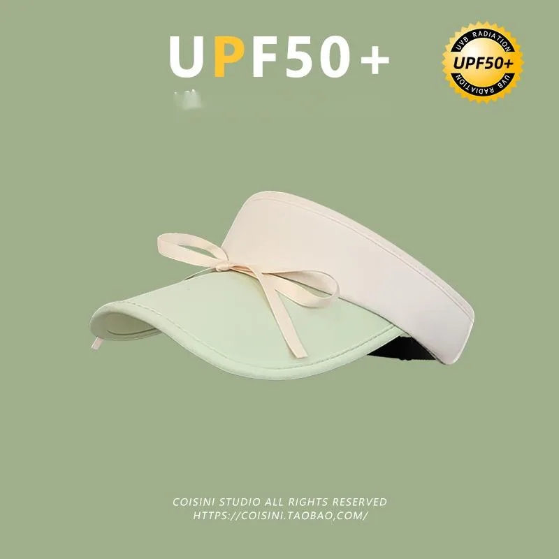New Sweet Bow Tie with Ice Silk Sunscreen Open Top Hat for Women Summer Sunshade Macaron Color Versatile Big Eaves_voghion.com