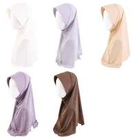 Muslim Women Hijab Islam Headscarf Turban One Piece Amira Saudi Arabic Headscarves Pull On Ready Made Head Wrap Shawls Hijabs