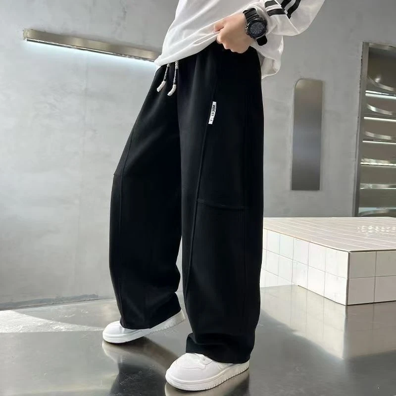 Повсякденні штани для хлопчиків Осіннє видання Джогери вільного крою Великі діти М’які дихаючі спортивні штани зі суміші бавовни Модні для хлопчиків 6-14 років