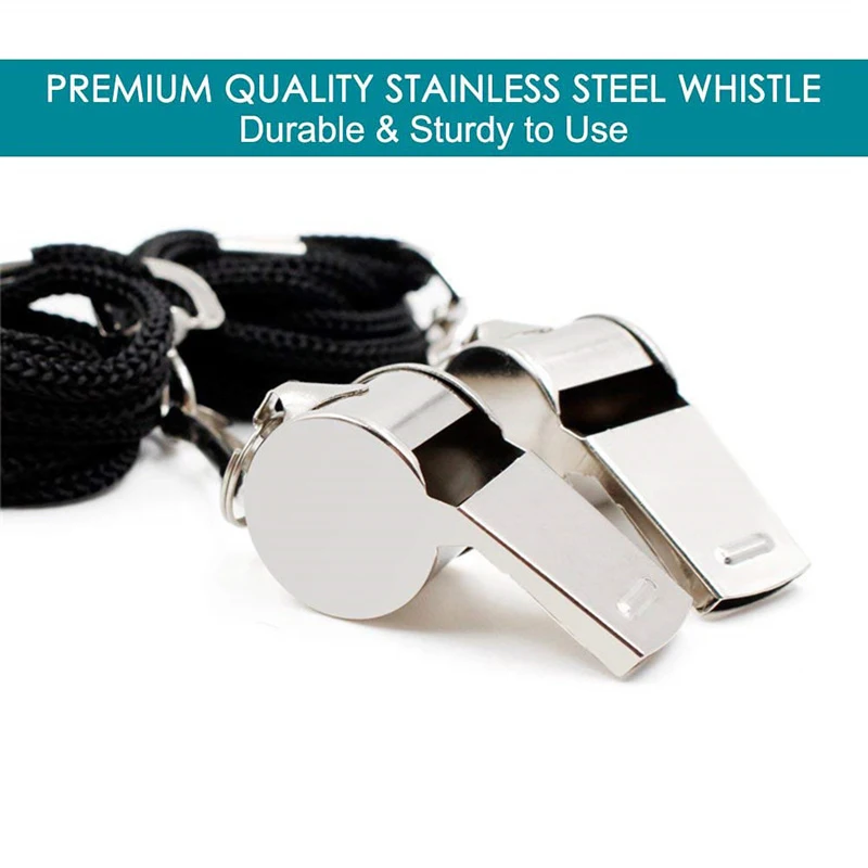 5 Packs Stainless Steel Whistle Loud Metal Whistles Lanyard Professional Referees Whistle Coaches Lifeguards Survival Sport survival whistle soccer whistle sport whistle metal whistle sports whistle horror scream whistle