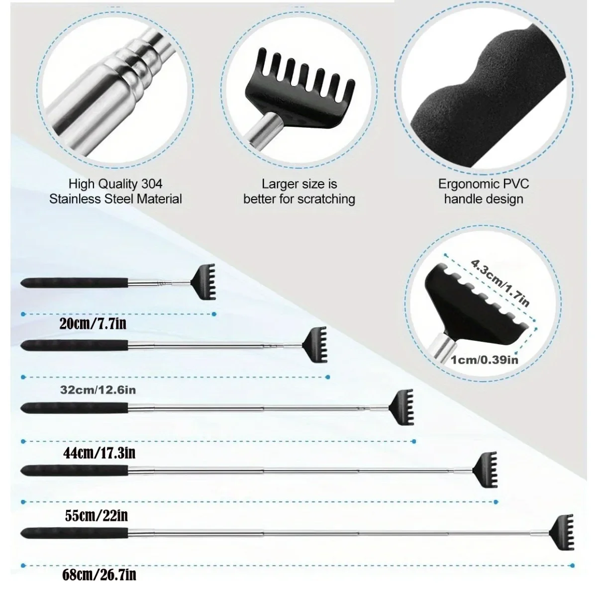 3PCS/SET Different Back Scratcher Portable Telescoping Extendable Back Massager Tool for Thanksgiving Birthday Christmas Gifts