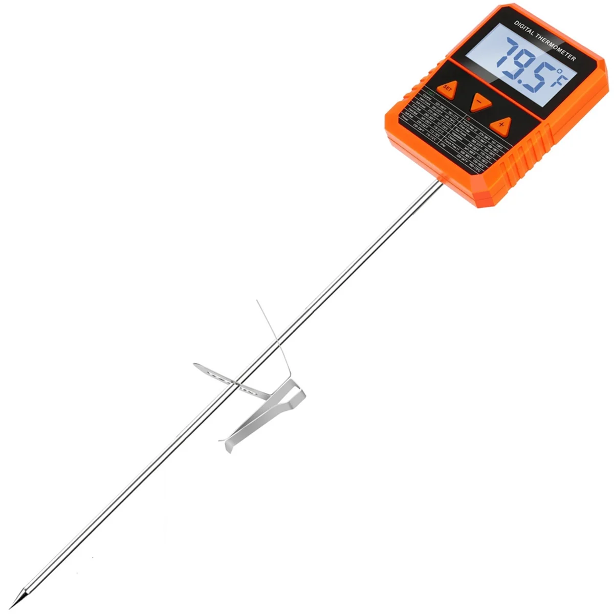 Probe Candy Thermometer with Pot Clip,Alarm Function,IPX6 Waterproof Rotatable Large Display Deep Fry Oil Thermometer
