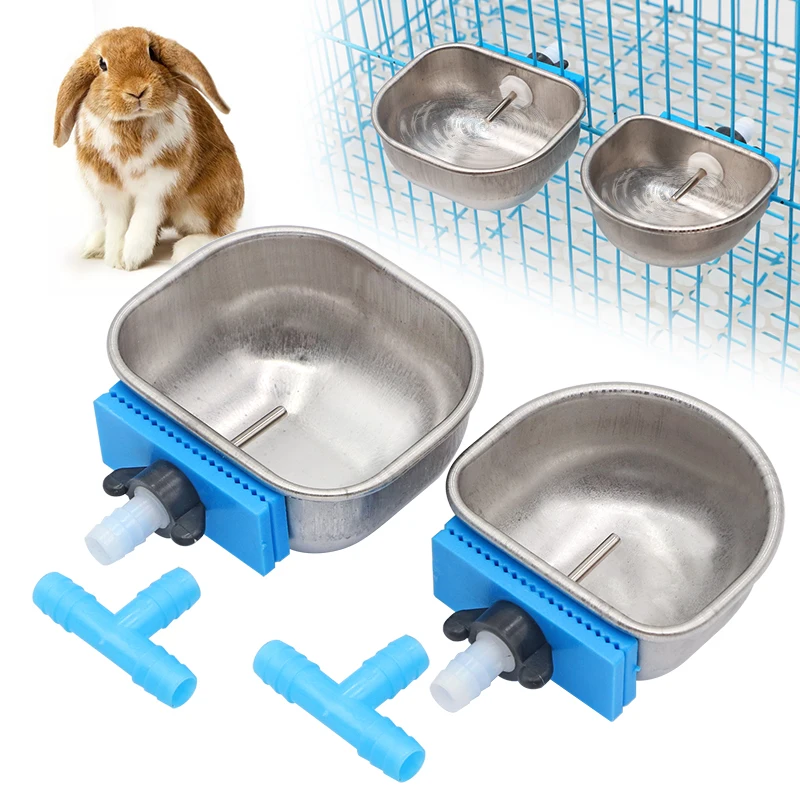 Sets Stainless Steel Rabbit Water Bowl Farm Pet Automatic