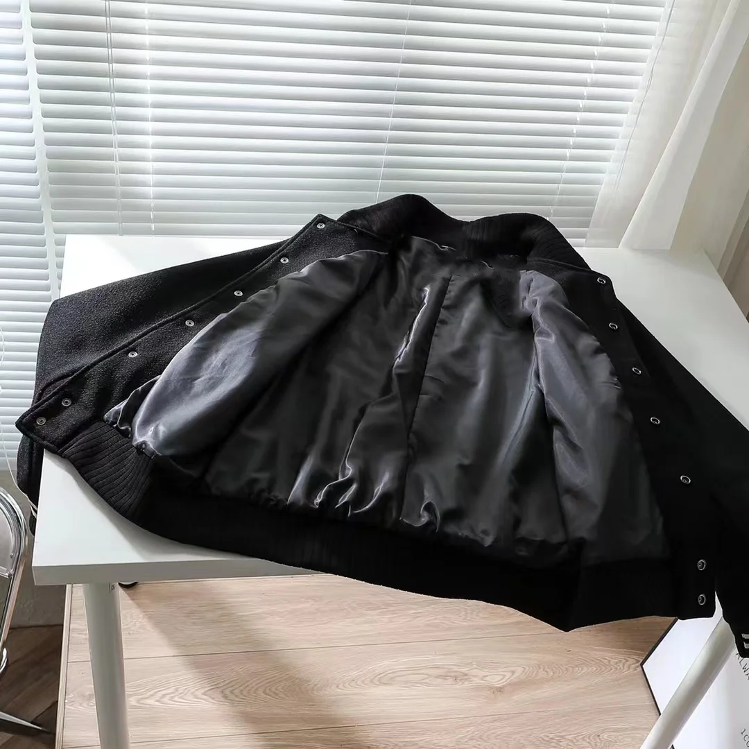 Baseball Uniform Luxury Genuine Leather Jacket Wool Coat Same Style For Men And Women Short Jacket Fashion Couple 3