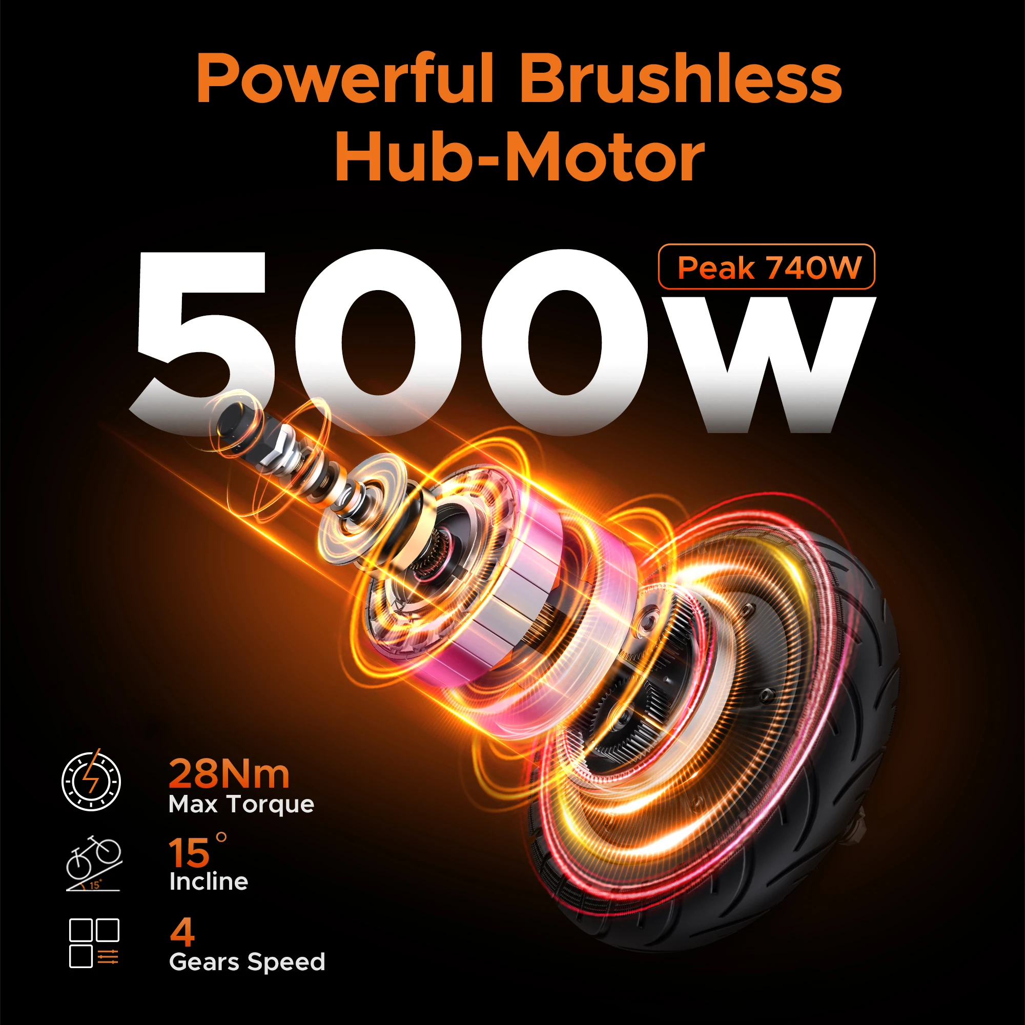 Monopattino Elettrico ENGWE Y400, Batteria 648Wh, Motore 500W, Autonomia 50KM, Pneumatici Fat 10*2.75 Pollici, E-Scooter Impermeabile IPX5 - immagine 3