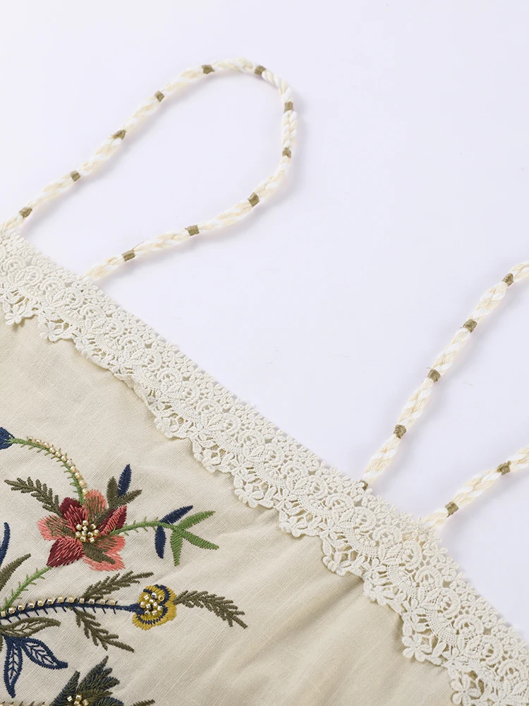 Flower Embroidery Bead Tank Top Shorts Suits Pieces Women