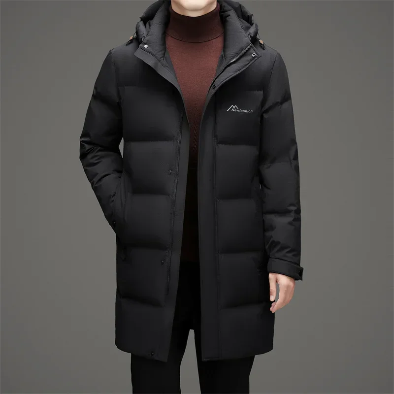 thumbnail image 1 of Chaqueta de plumón para hombre, con relleno de plumón de pato, de invierno, de marca, larga, acolchada, para hombre, nueva, informal, para hombre, 1 of 5