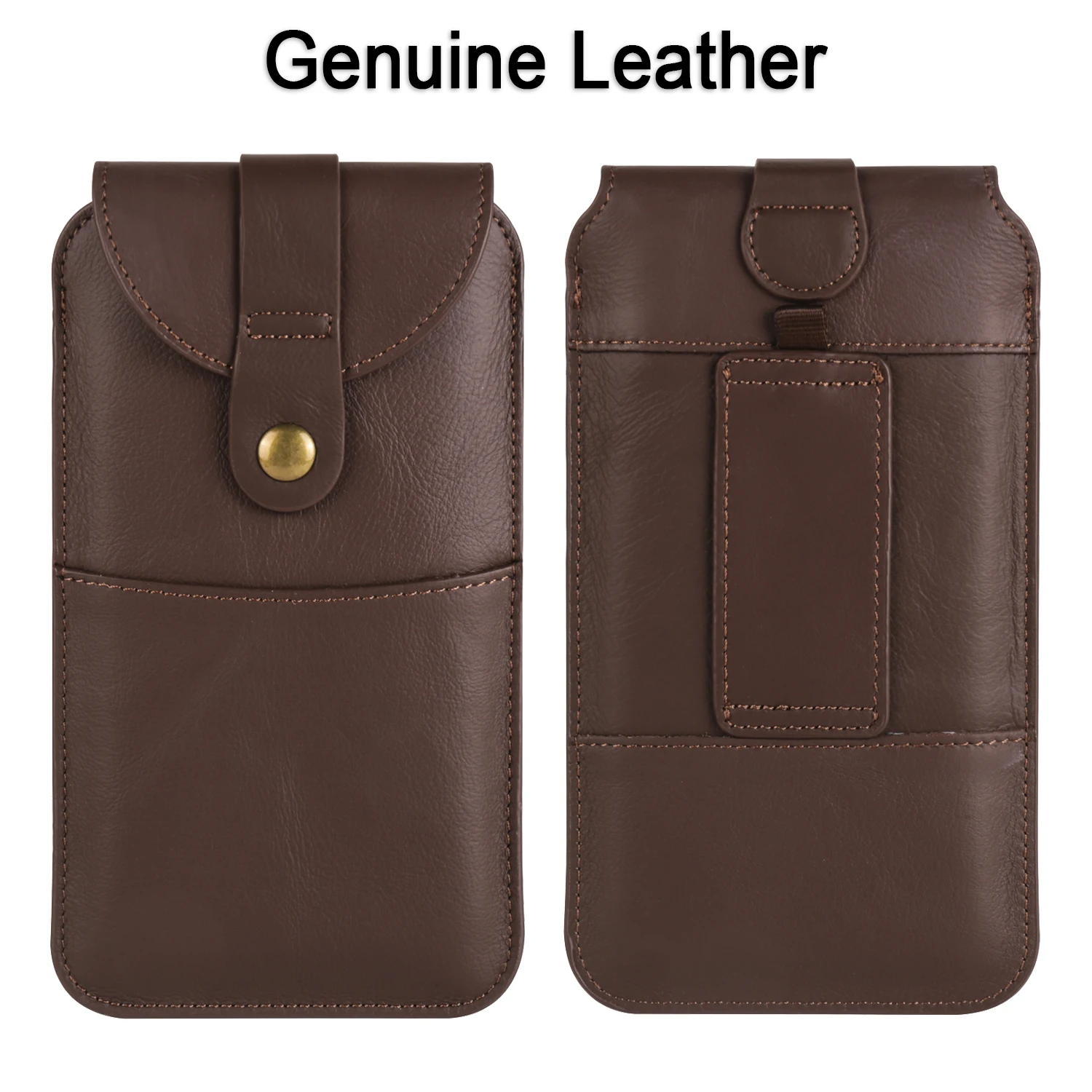Premium Genuine Leather Belt Clip Phone Case Men's Waist Bag Holster Pouch