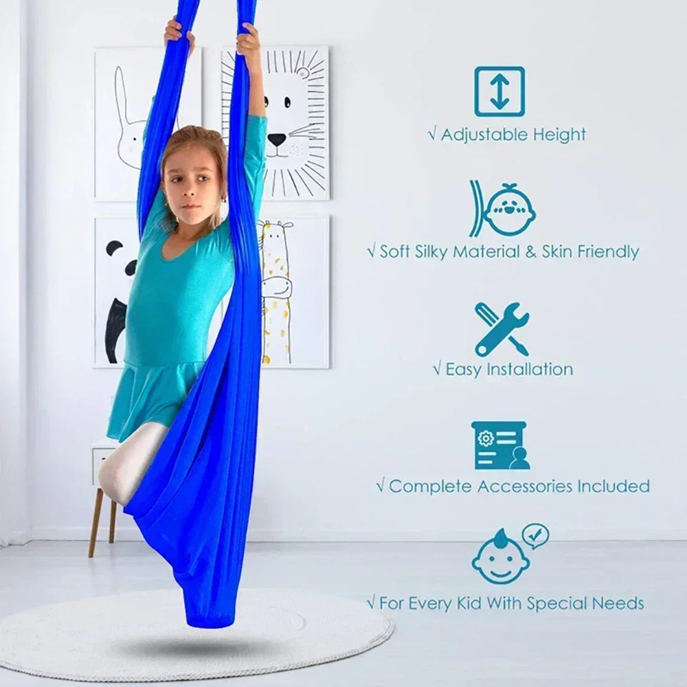 Children Hammock GYM Home Indoor Outdoor Swing Fitness Nylon Aerial Silk Yoga Anti-Gravity Inversions Swing Pilates Yoga Belt 2