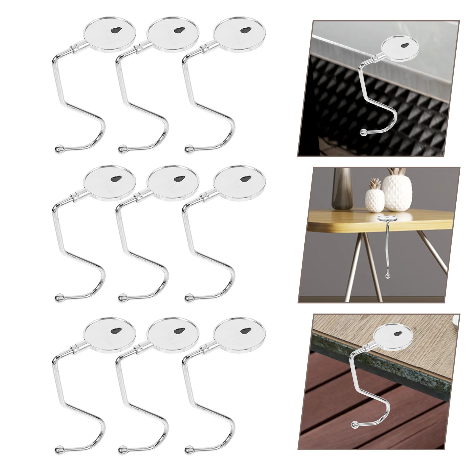 

10Pcs Student Purse Table Hook Desk Office Bags Hook Nail Free Clothes Walletsss Purse Holder