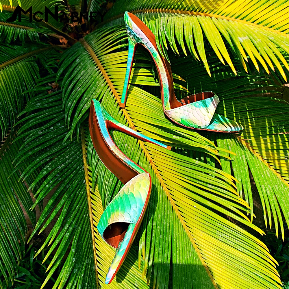

Golden Crocodile Leather Pointed Toe Slippers Shiny Leather High Heels Sexy Summer Women's Shoes Super High Heel Custom Sandals