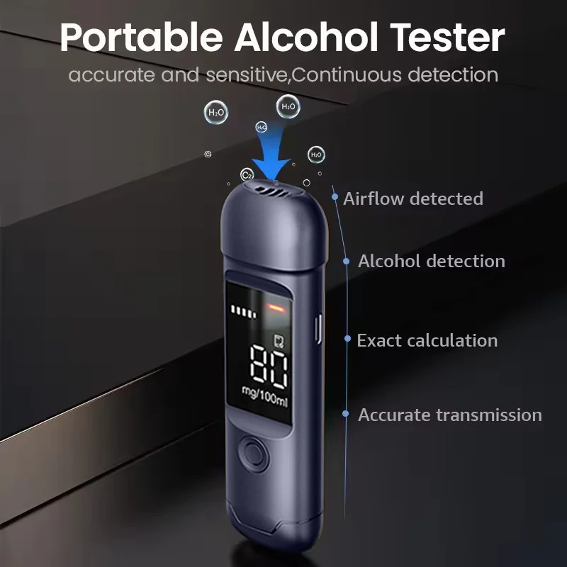 Rechargeable Alcotester Breath Alcohol Tester Breathalyzer Alcoholmeter Non-contact Measuring Drunk Tester alcohol tester,breath alcohol tester