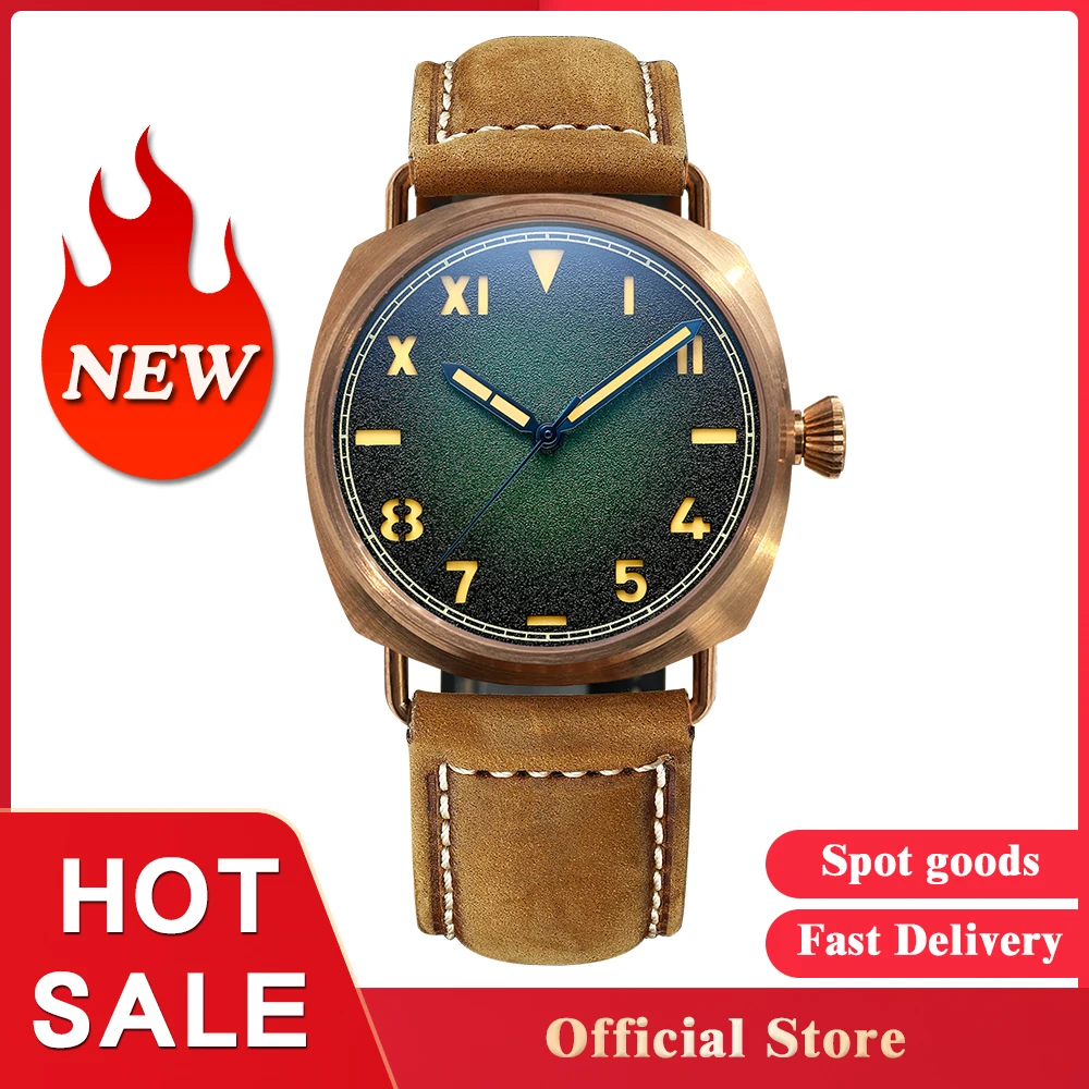 Retro Bronze Mechanical Watch NH35 Movement Sapphire Crystal Swiss C3 Luminous 20Bar Waterproof Leather Strap Luxury Wristwatch бра crystal lux marzo ap1 bronze transparente