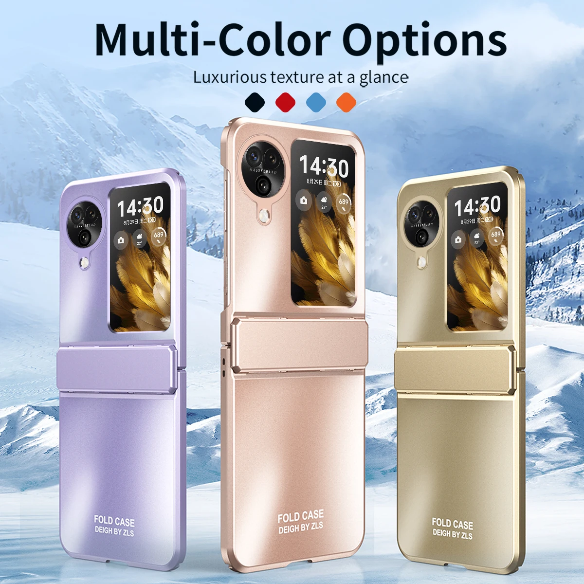 For OPPO Find N3 Flip Case Colorful Solid Color Electroplating All-inclusive Folding Hinge Shockproof Hard Back Case Accessories