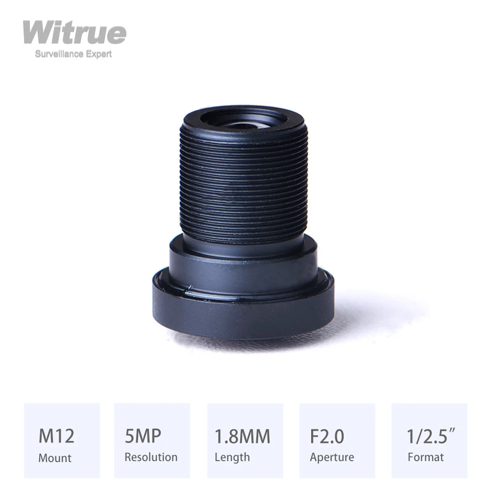 Witrue Fisheye Lens Wide View Angle HD 5MP 1.8MM M12 Mount F2.0 1/2.5" for Surveillance Security Camera CCTV Accessories camera lens surveillance camera accessories