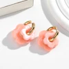 Boucles d'oreilles en forme de fleur acrylique colorée pour femmes et filles, cercles en acier inoxydable, tendance 2025, bijoux cadeaux