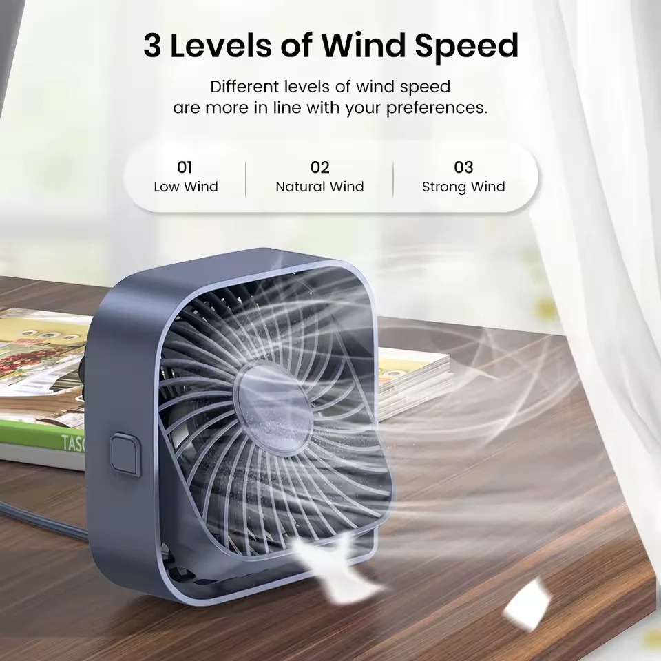 Compact 360° Rotatable USB-Powered Desktop Fan