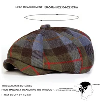 Unisex Retro Plaid Newsboy Caps Men British Painters Hats Spring and Autumn Berets Hip Hop Berets 6