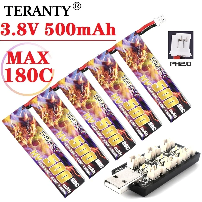 

TERANTY MAX 180C HV LiPo Battery Charger Set 1S 3.8V 500mah 90C PH2.0 For RC FPV Drone M80S Tiny7 Beta75S Emax Tinyhawk Snapper7