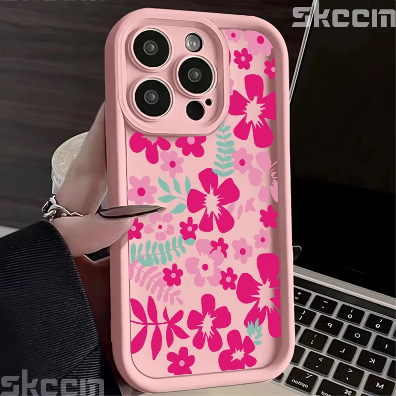 Luxurious Pink Flower Soft Silicone Shockproof Phone Case