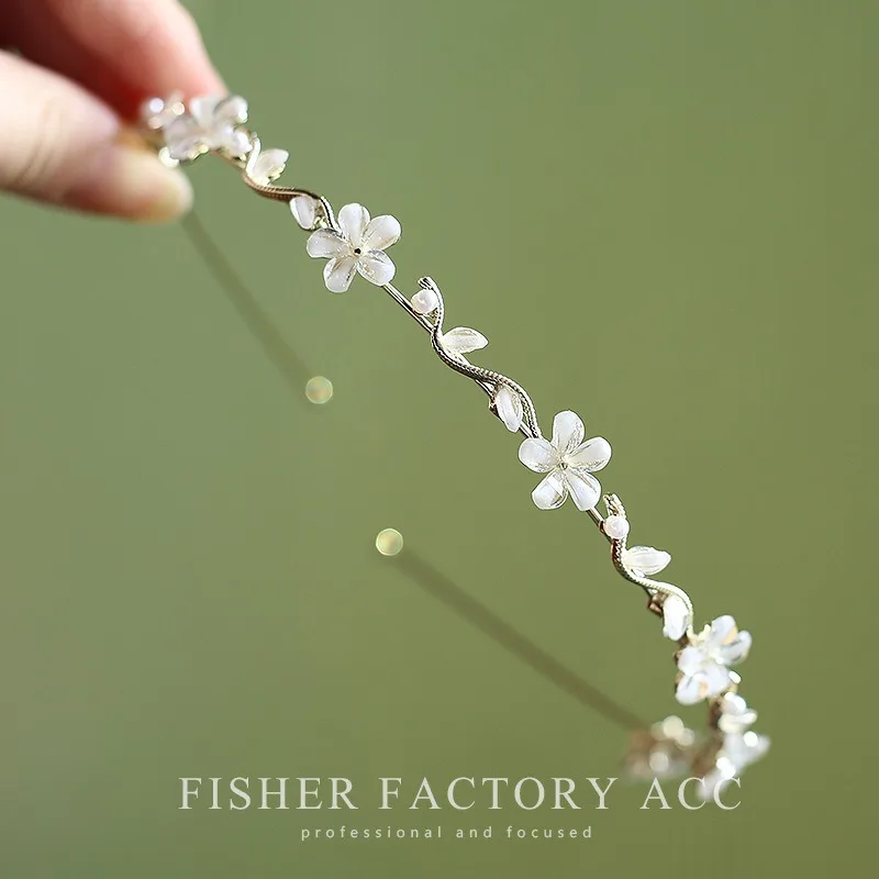 2023 Exquisite Elegant Pearl Rhinestone Flower Hairbands Headband Women Girls Hair Head Hoop Band Accessories Headdress Headwear handmade vintage alloy leaves headband court all match pearl rhinestone luxury hairbands women hair accessories 2022