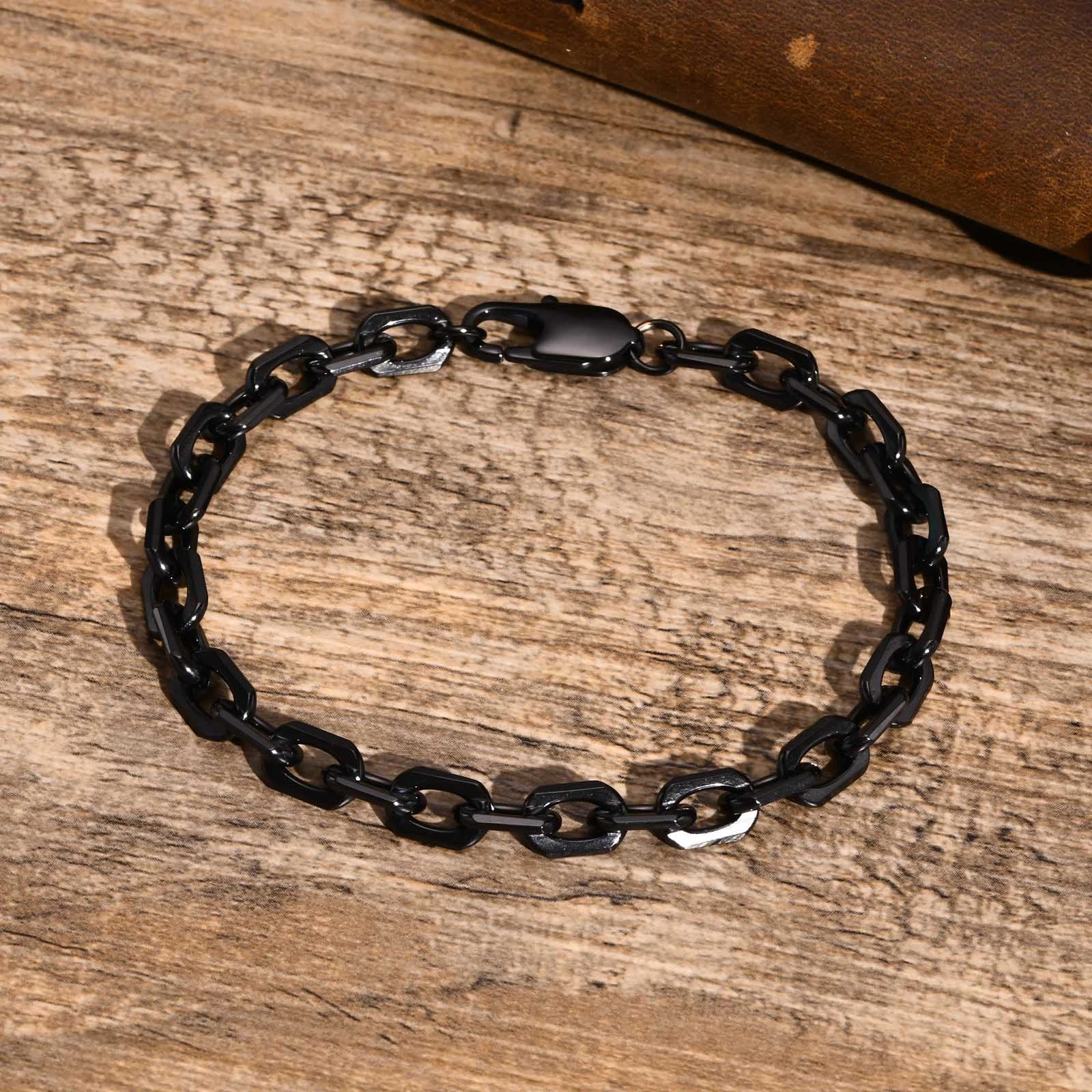 Simple 6.5MM Belcher Chain Bracelets for Men Jewelry,Waterproof