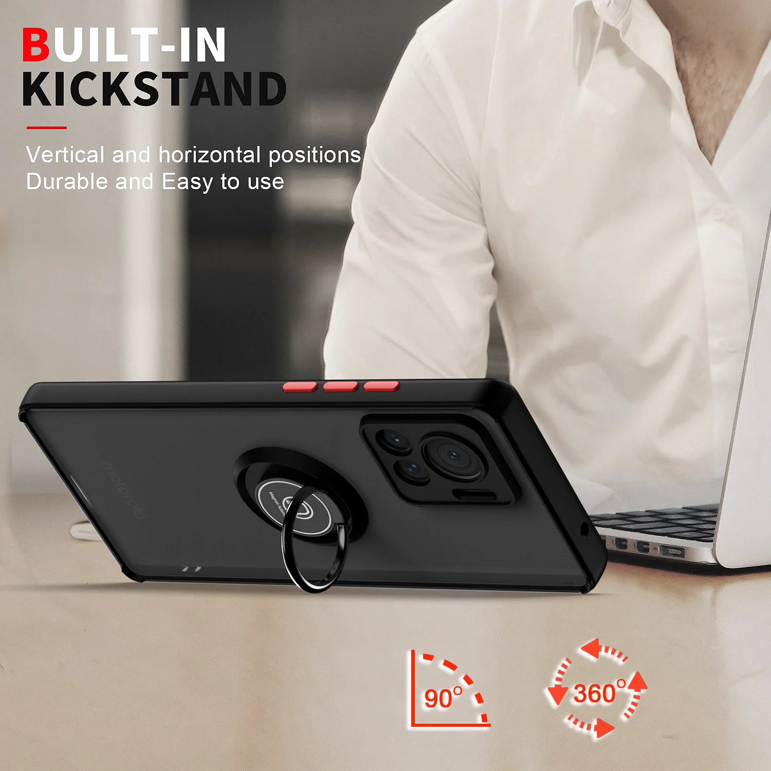 Durable Hard Silicone Phone Case with Magnetic Ring Holder
