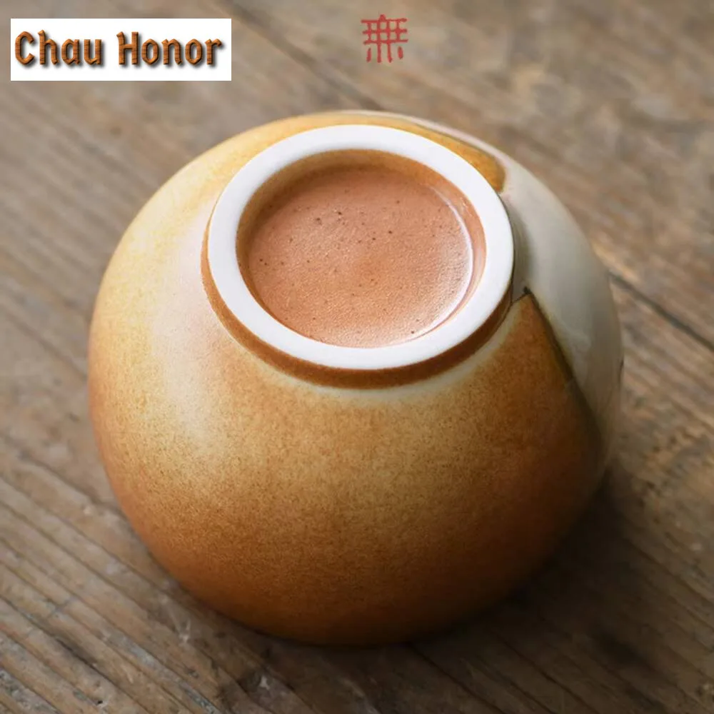 200ml Vintage Soda Glaze Ceramic Tea Cup Japanese Rough Pottery Tea Bowl  Creative Landscape Painting Master Cup Large Mug Gifts