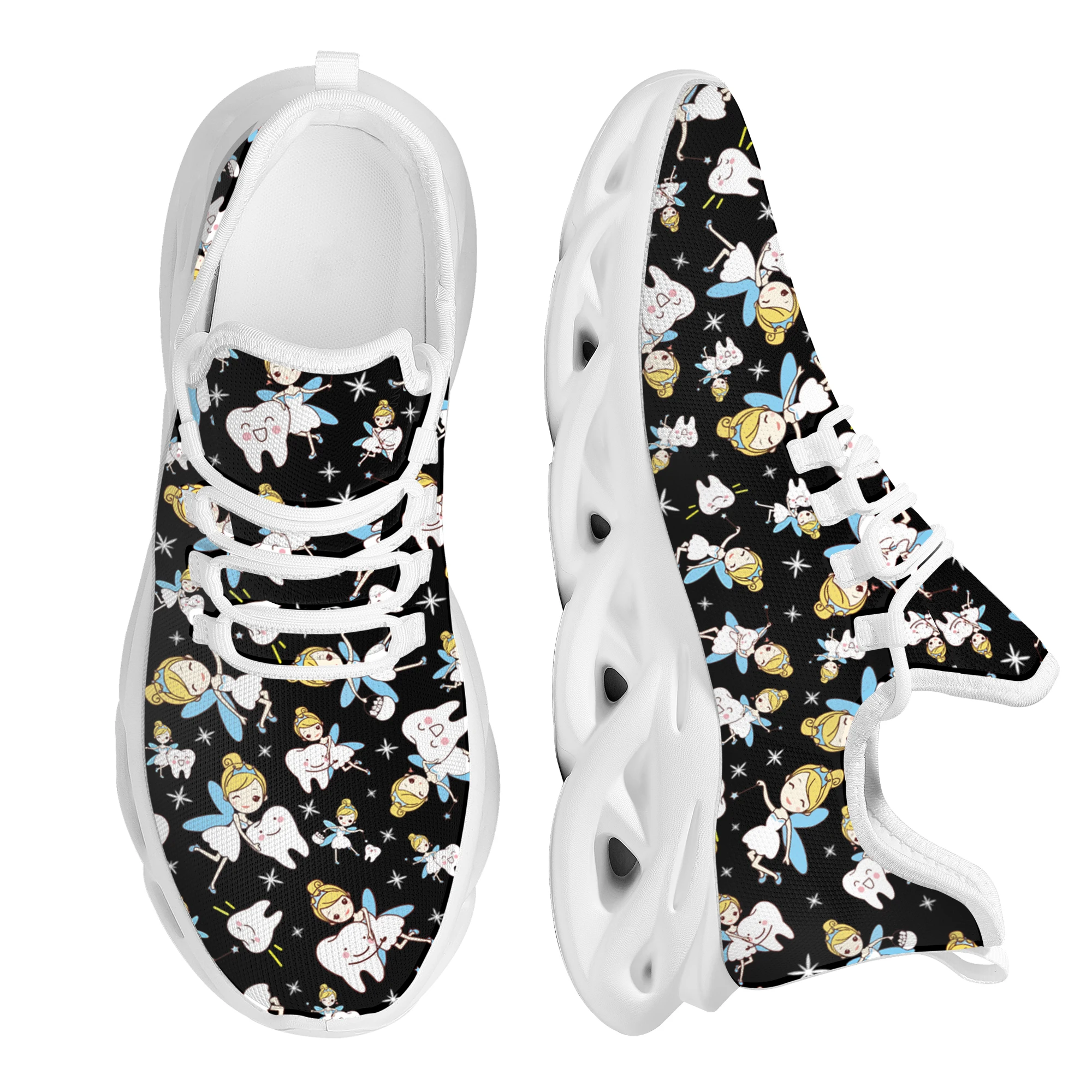 Women Soft Sole Breathable Sneakers Teeth Fairy Design Lace Up Casual Shoes Spring Summer New Cozy Vulcanized Shoes Gift