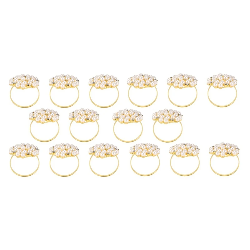 

16Pcs Pearls Napkin Rings Napkin Buckle For Wedding, Dinner Party, Table Decoration