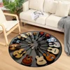 Guitar Pattern Round Area Carpets Teens Dorm Bedroom Bedside Foot Mat Living Room Dining Room Non-slip Chair Mat Home Decor Rugs 1