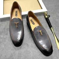 ITALIAN MEN LOAFERS SHOES GRAY HANDMADE SLIP ON TASSEL LOAFERS WEDDING OFFICE SHOES REAL LEATHER CASUAL DRESS MEN SHOES 1