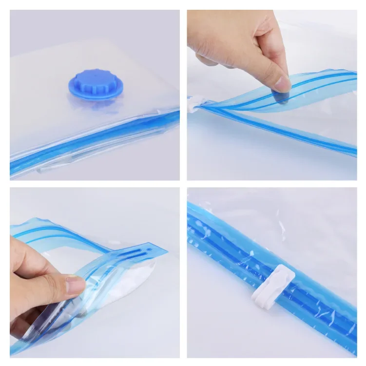 Vacuum Bag for Clothes Storage Bag With Valve Transparent Border Folding Compressed Organizer Travel Space Saving Seal Packet 3