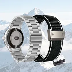 Two - Piece Premium Band Set: Metal & Nylon Straps (Silver - Black)