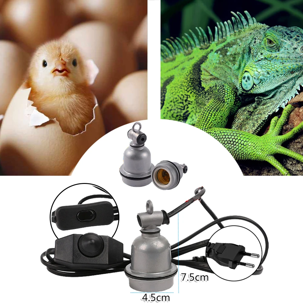 Waterproof Heating Bulb Bracket With Switch E27 Ceramic Socket for chick Piglets reptile Breeding Heat Lamp Holders Brooder