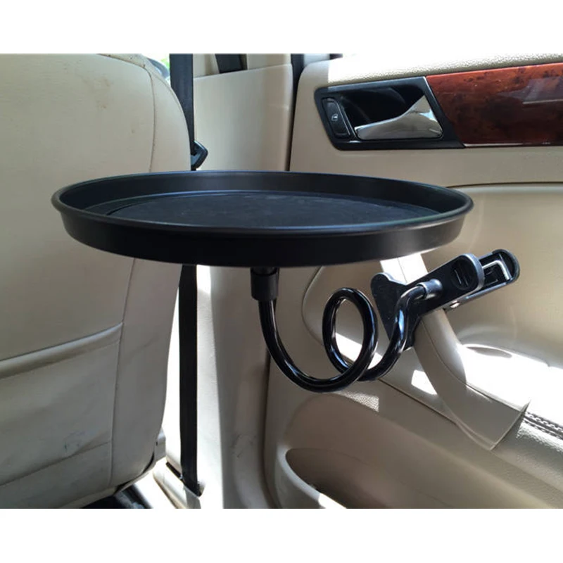 Bandeja comida para coche con soporte de abrazadera, mesa comedor plegable, soporte para bebidas, paleta para asiento trasero de soporte para de agua, bandeja giratoria para coche -