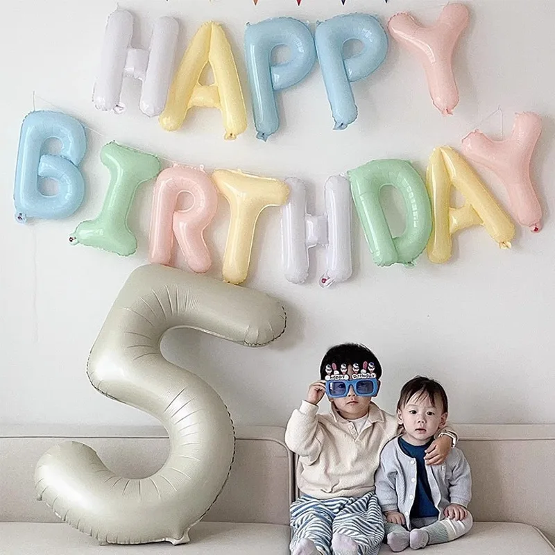 

16 inch Macarone Colored Jelly Birthday Happy English Letter Set Birthday Party Decoration Aluminum Film Balloon
