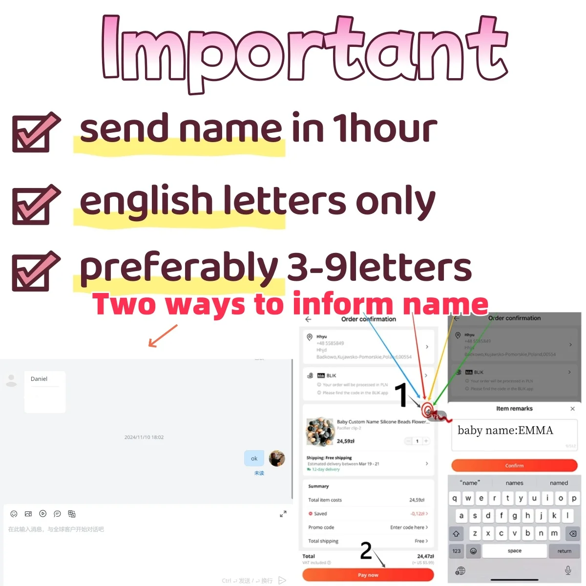 Personalize Silicone Letters Name Baby Daisy Flower Silicone Bead Pendant Pacifier Clips Chains Holder Teether Birthday Gifts