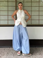 Bornladies Autumn Womens 100% Cotton Loose Lantern Style Wide Leg Pants Street Style Casual Lazy Pants Fashion Trousers - Image 2