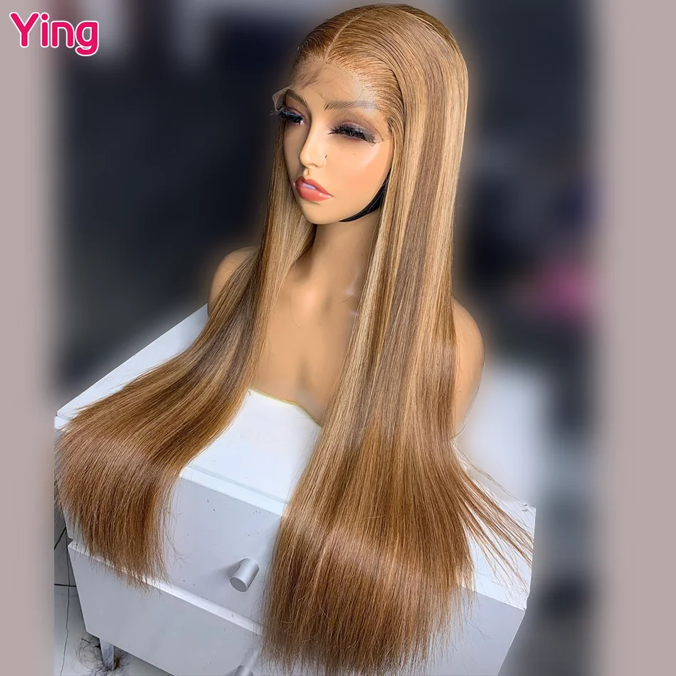 Ying Highlight Honey Blonde 5x5 Transparent Lace Wig Straight 13x4 Lace Front Wig PrePlucked With Baby Hair 13x6 Lace Front Wig