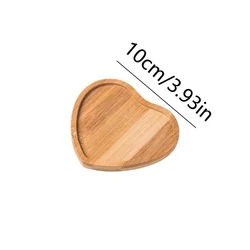 Bamboo Multi-Shape Wooden Holder and Tray for Home Decor & Photography Props (Heart-shaped)