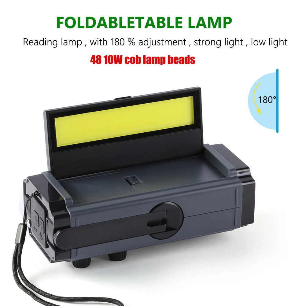 태양열 핸드 크랭크 비상 라디오 손전등, 독서등 AM/FM SOS (회색)