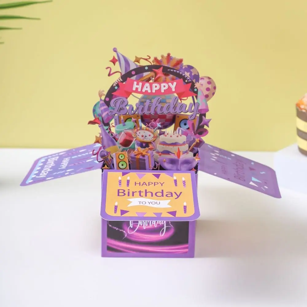 3D Pop Up Greeting Cards Happy Birthday Blessing Postcard Box Creative Bouquet Flower Greeting Cards Gift