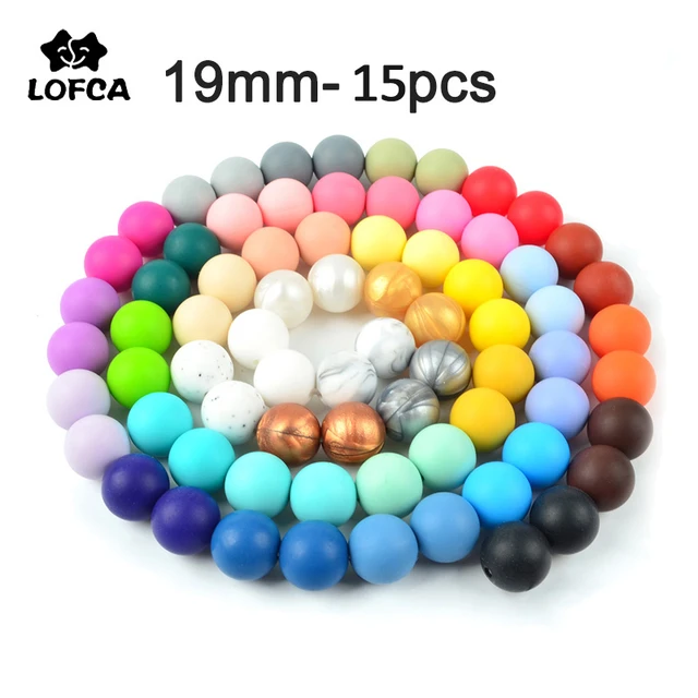 LOFCA 19mm 15pcs/lot Round Silicone Beads For Silicone Teething Food Grade  Beads For Baby BPA Safe DIY Silicone Teething Beads - AliExpress