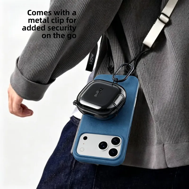 Protective Earphone Case with Lock Buckle & Stand, Includes Cleaning Tool