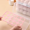 15 Grid Automatic Egg Storage Box Tray with Lid Drawer Egg Carton PP Cases Refrigerator Cases Compartment Storage Rack Support 4