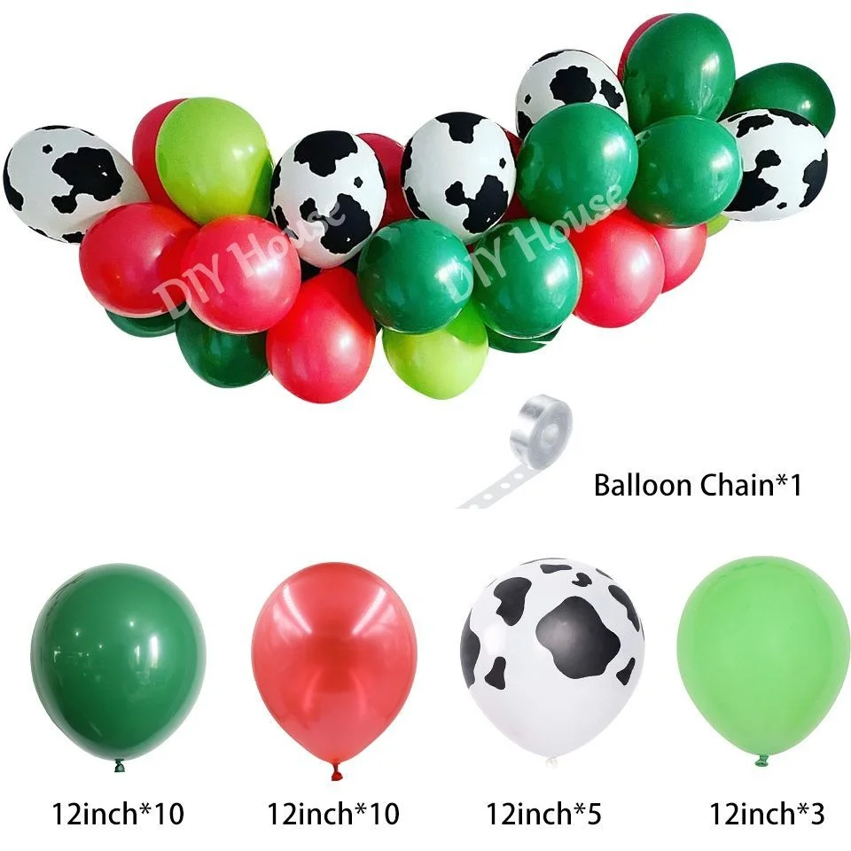22pcs Farm Animal Theme Cow/Pig Balloons Tower Set 1-9inch Red Balloon Kids Happy Birthday Party Decoration Farm Party Supply 