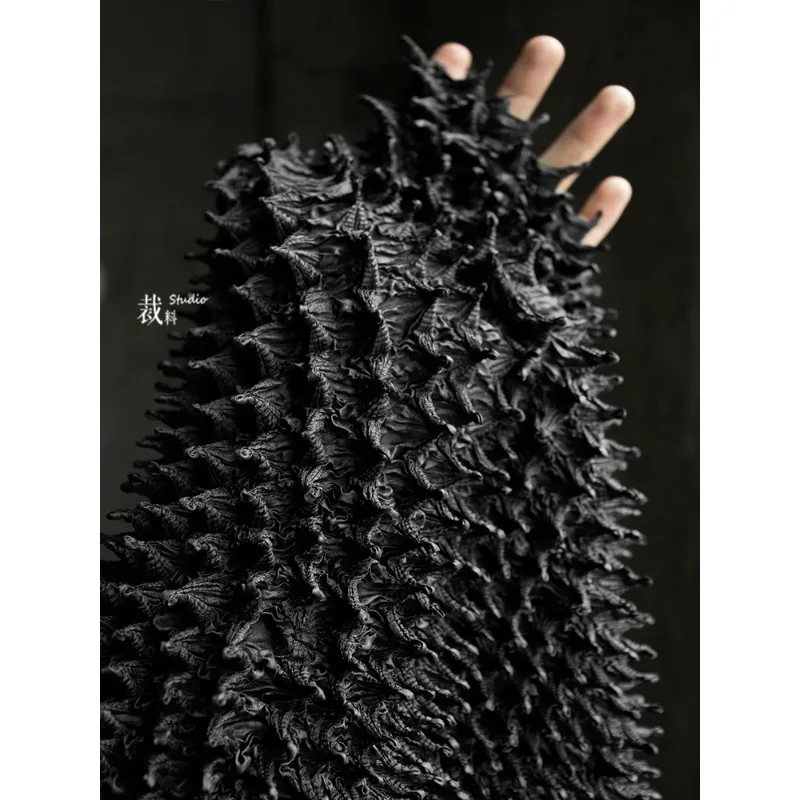 

Black Durian Original Creative Three-dimensional Sea Urchin Hedgehog Texture Handmade Transformation Clothing Designer Fabric