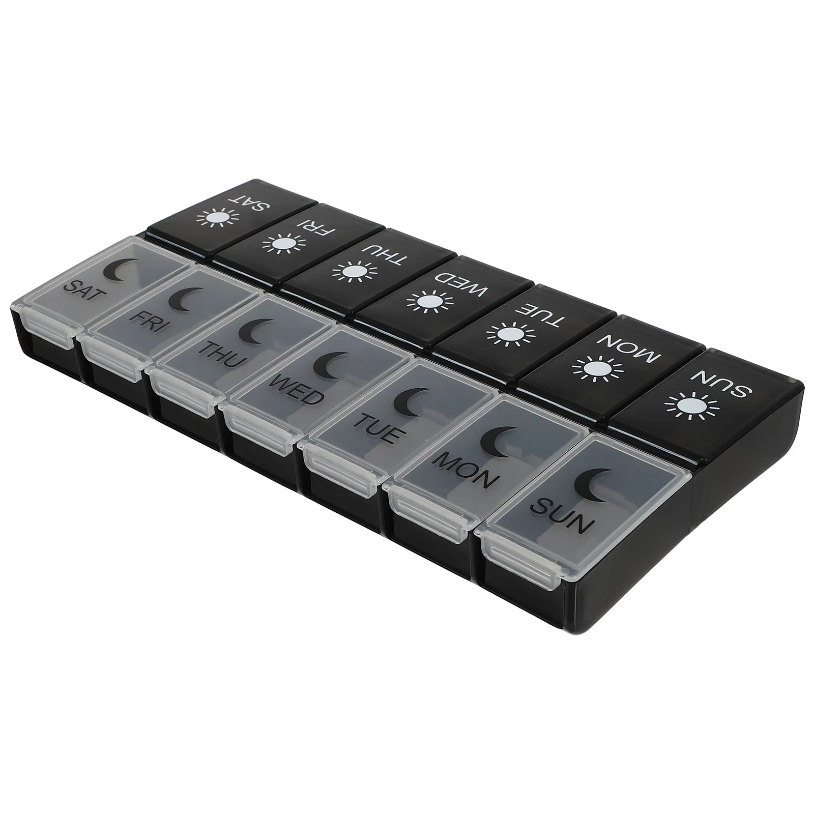 

Weekly Organizer 14 Grids Case Medication Storage Case Box Containers 7 Days for Vitamins Oils Capsules