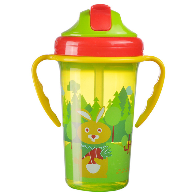Baby Feeding Cup with Straw BPA Free Portable Feeding Bottle Leak Proof with Handle Kids Training Baby Sippy Copos